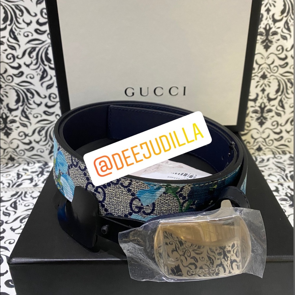 Gucci Blue Bloom Belt Authentic